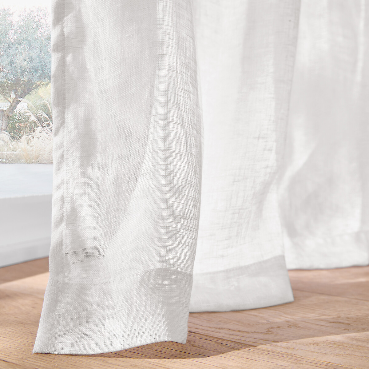 Tenda in lino con arricciatura e onda, ONEGA bianco, LA REDOUTE INTERIEURS