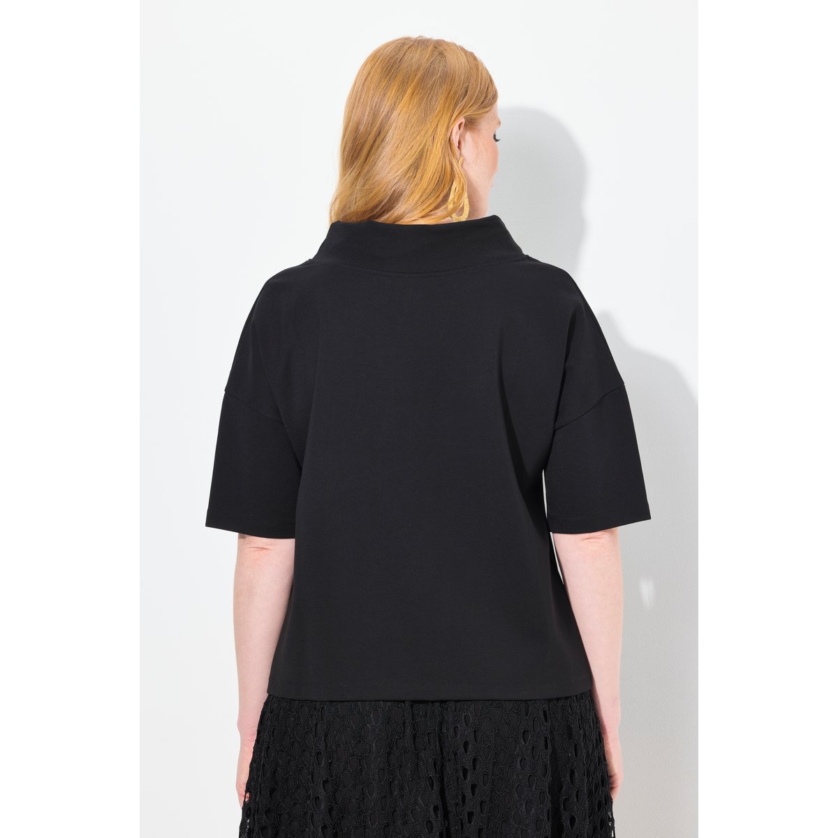 Sweat-shirt oversize à manches courtes noir, ULLA POPKEN