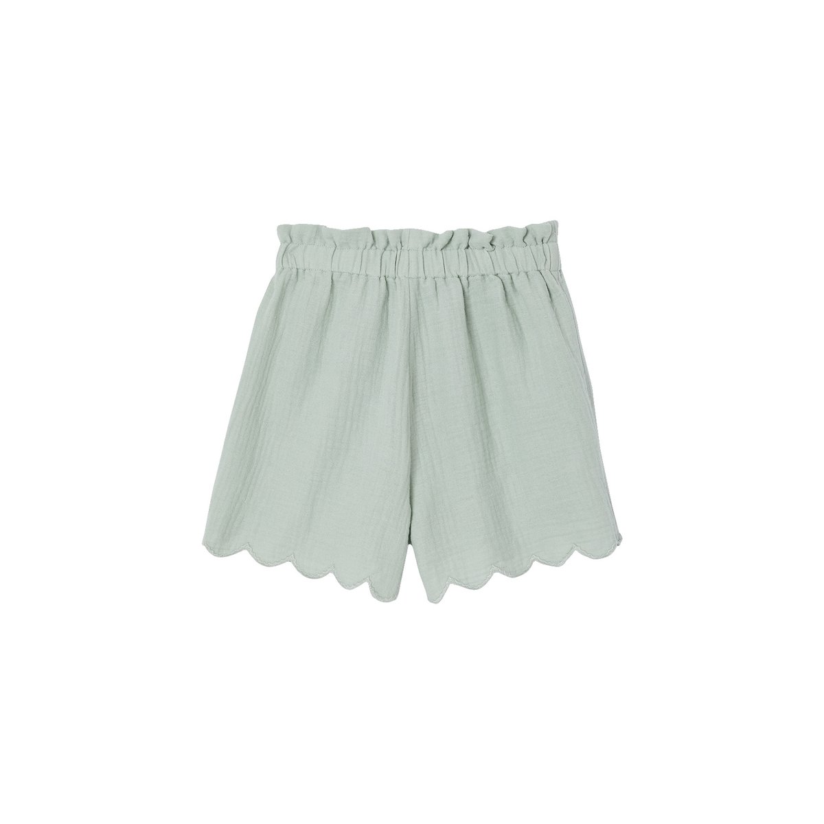 Short volanté en gaze de coton vert sauge, VERTBAUDET
