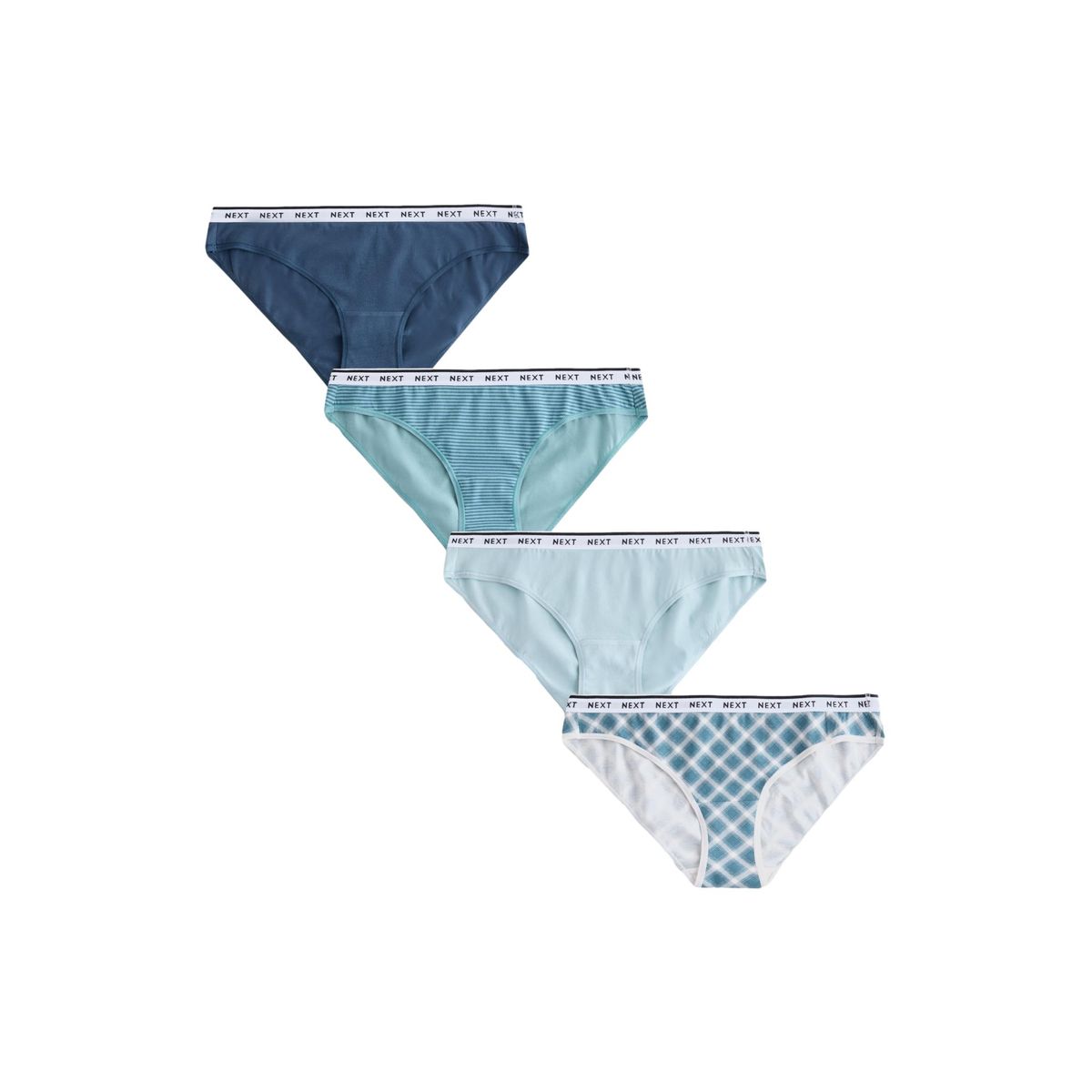 Culotte en coton à logo, lot de 4 rayures à carreaux verts, NEXT