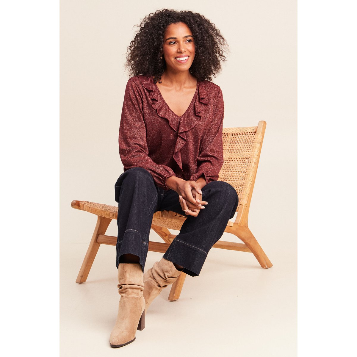 Blouse manches longues orange foncé, BREAL
