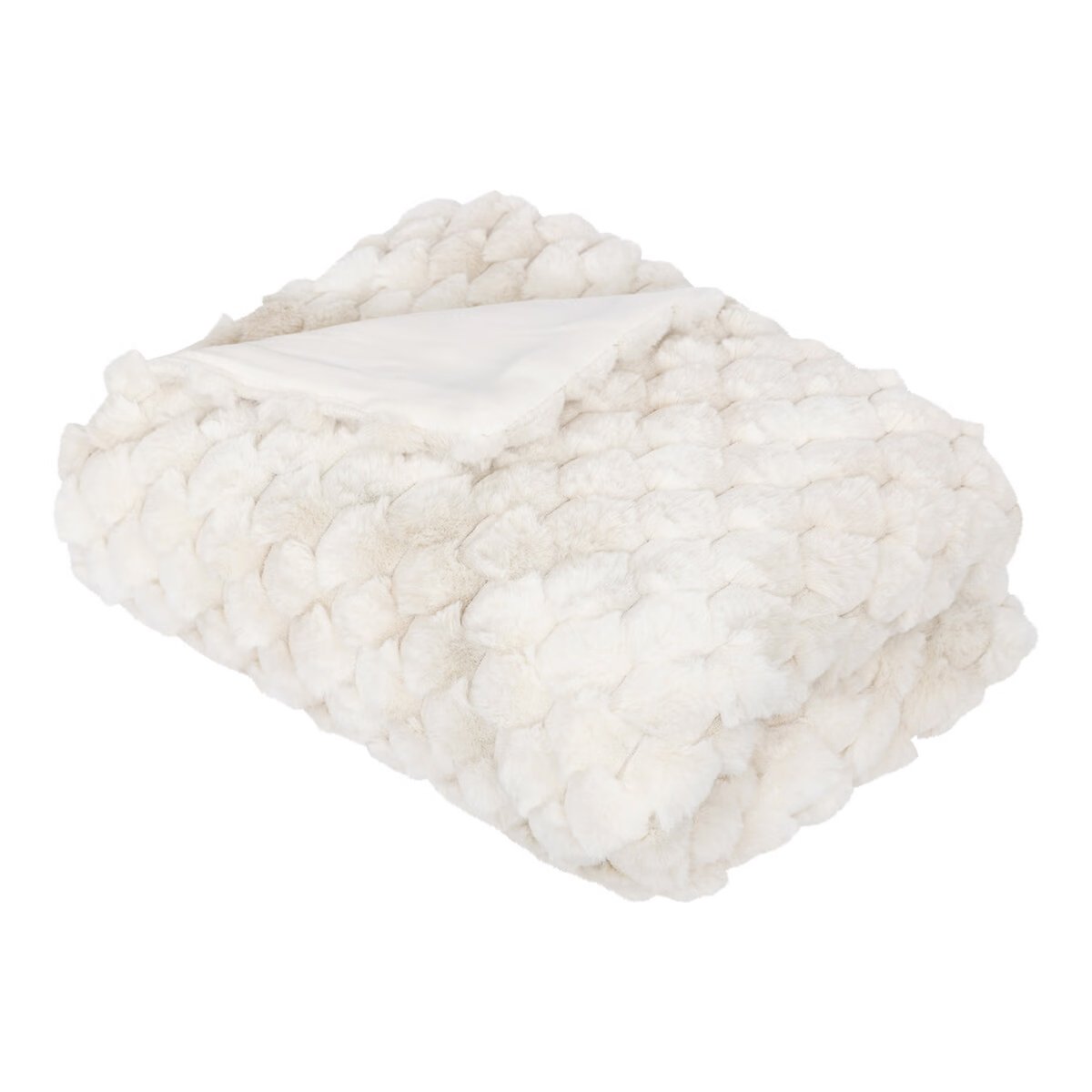Plaid imitation fourrure ADRIEL beige, ATMOSPHERA