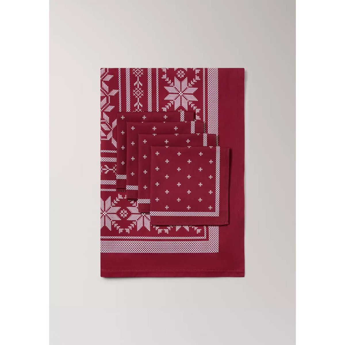 Serviette imprimée en coton rouge, MANGO HOME