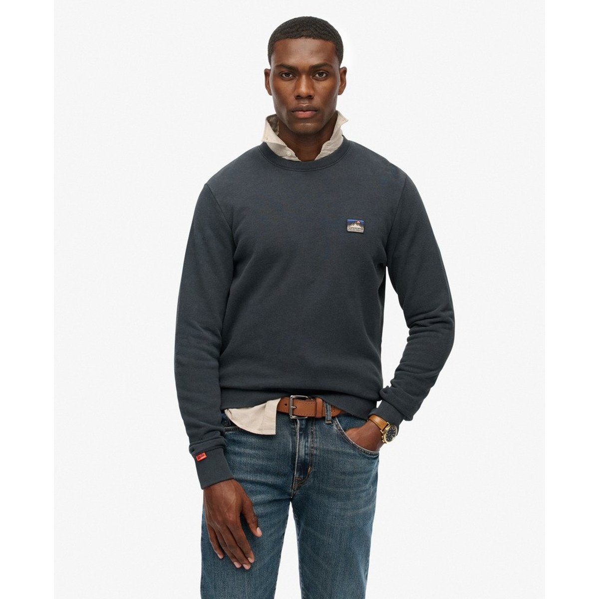 Sweat brodé Great Outdoors bleu marine éclipse, SUPERDRY