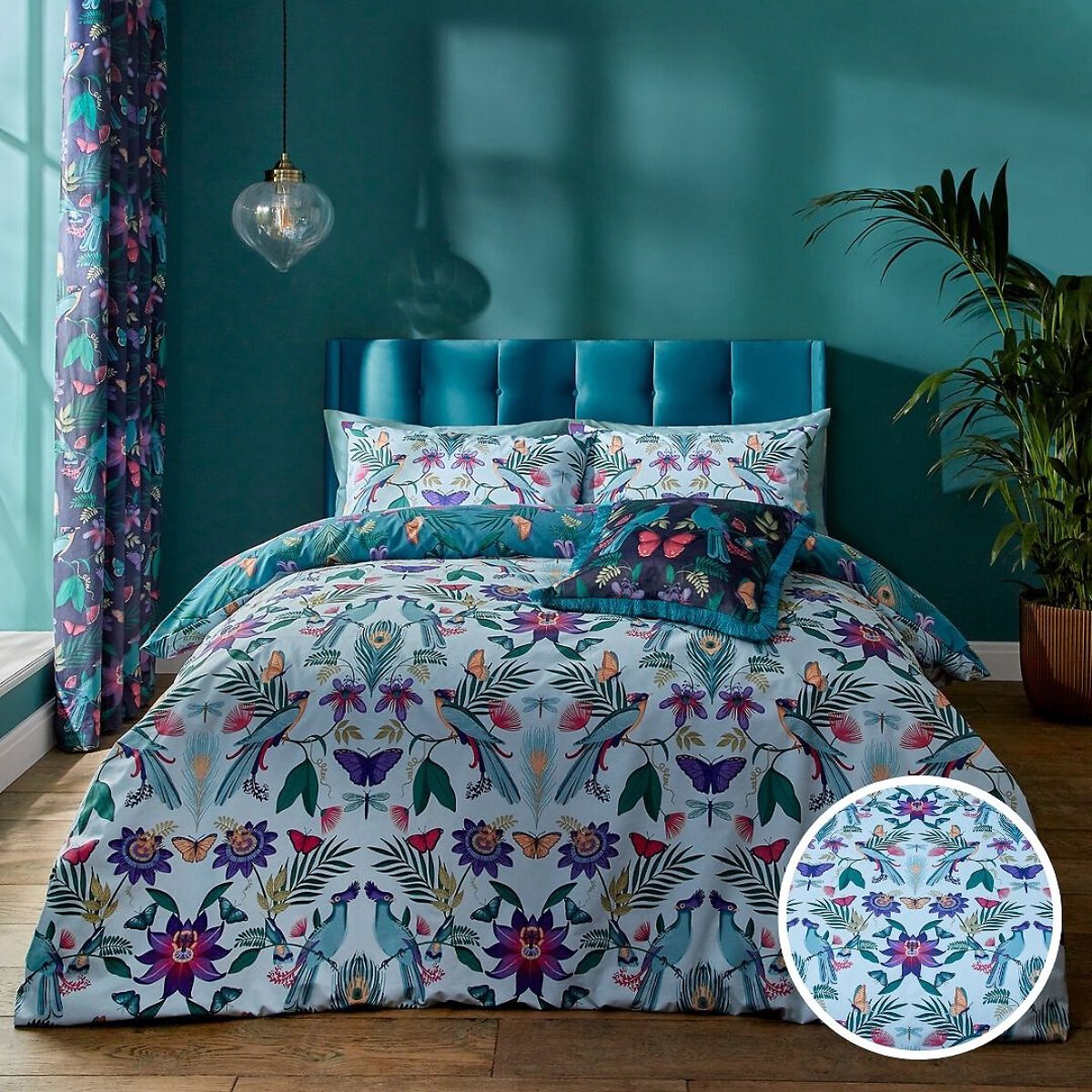 Mya Duvet Cover and Pillowcase Set duck egg blue, CATHERINE LANSFIELD