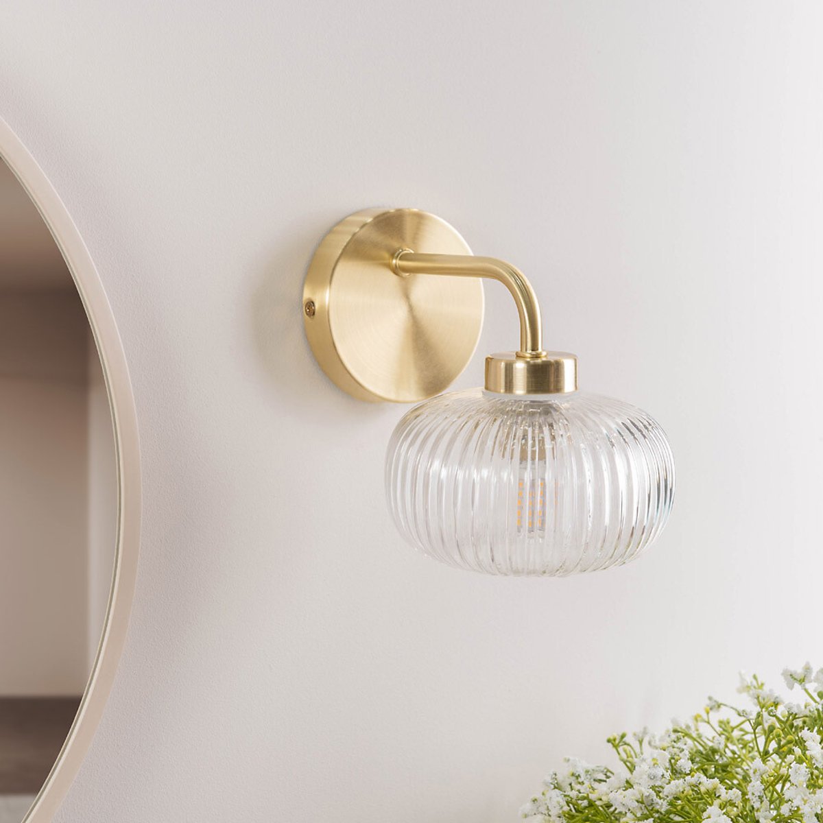 Arran Bathroom Wall Light in Brass gold-coloured, SO'HOME