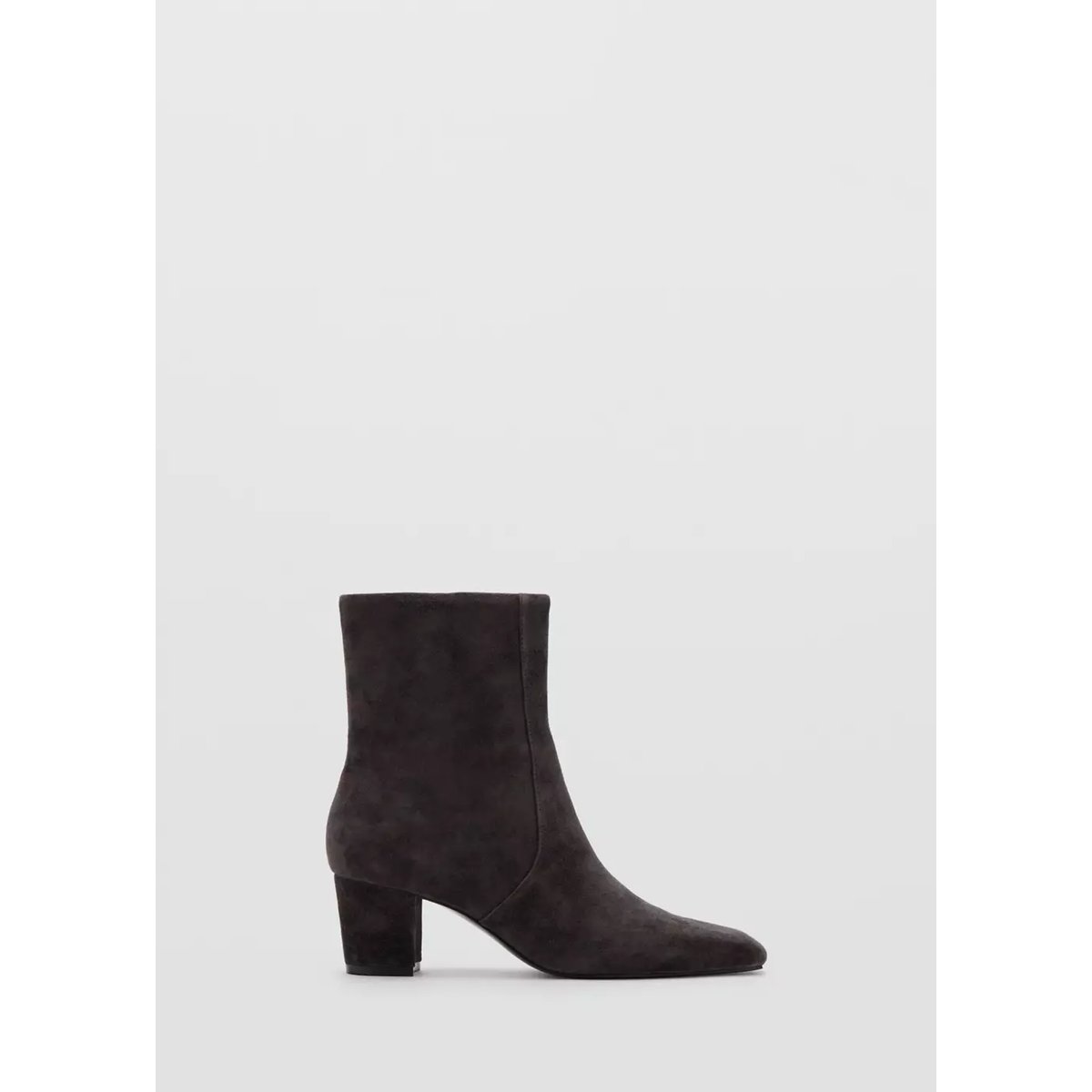 Bottines daim talon bloc gris chiné foncé, MANGO