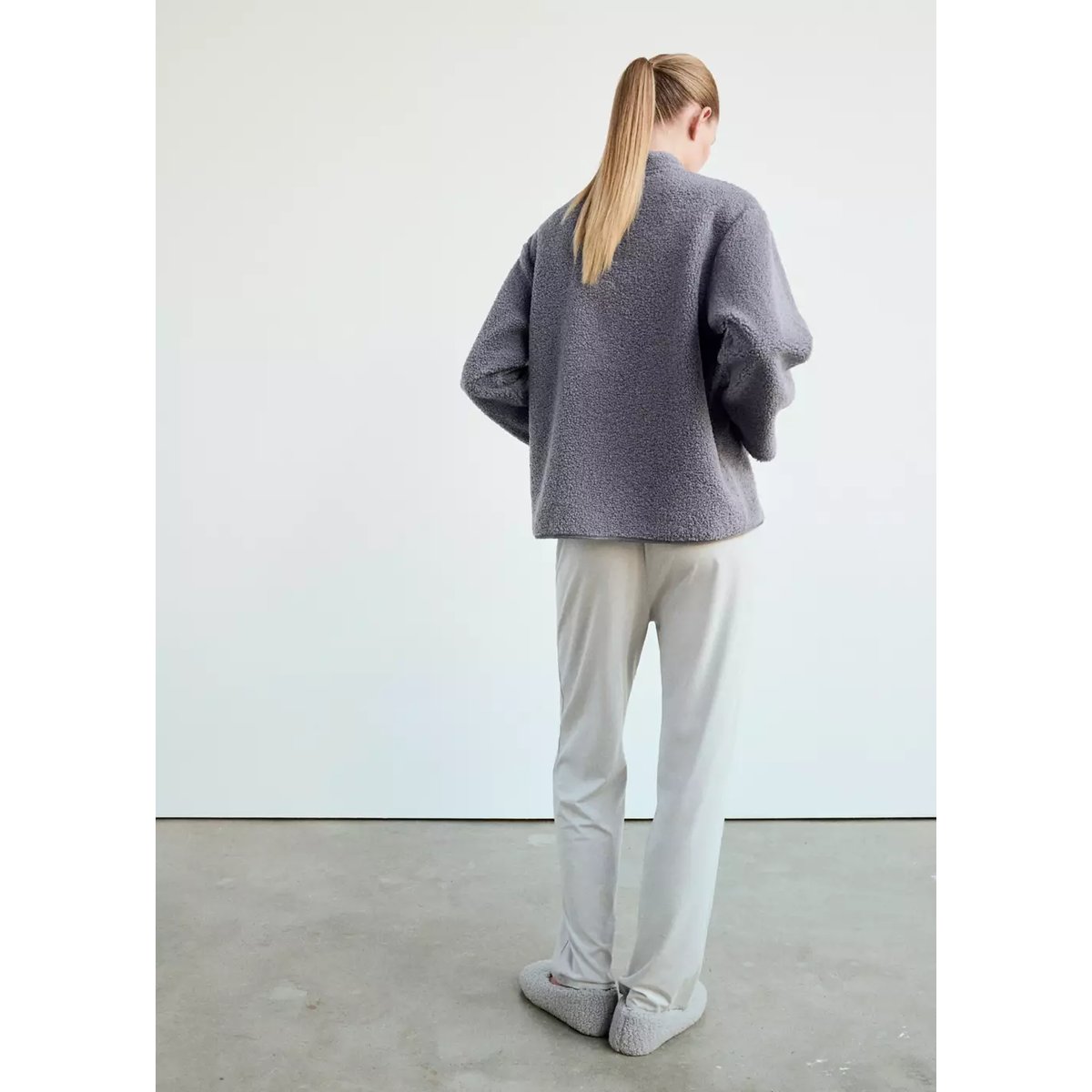 Veste zippée effet mouton bleu, MANGO