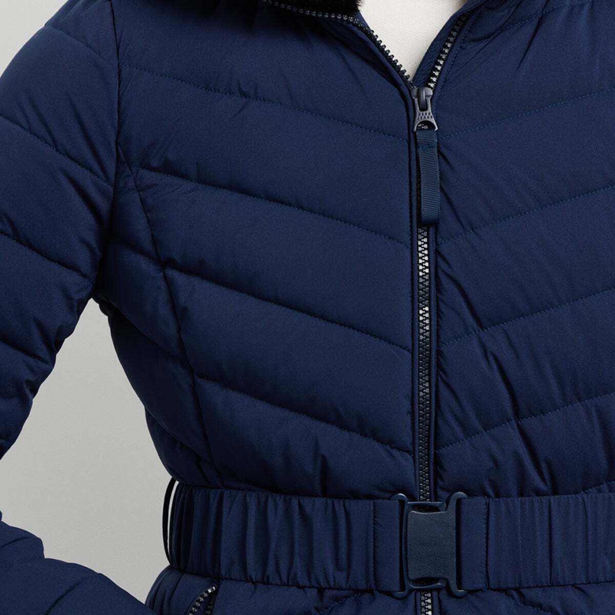 Doudoune Longue Avec Ceinture bleu dulwich, PEPE JEANS