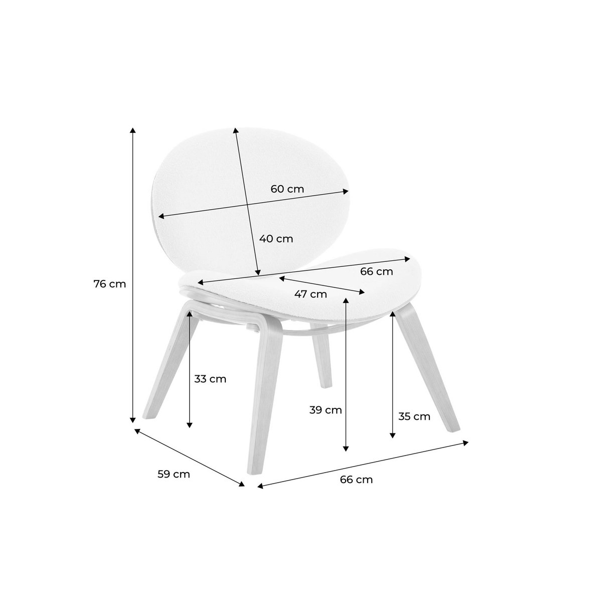 Fauteuil relax décor bois courbé et bouclette texturée INES noyer, SWEEEK