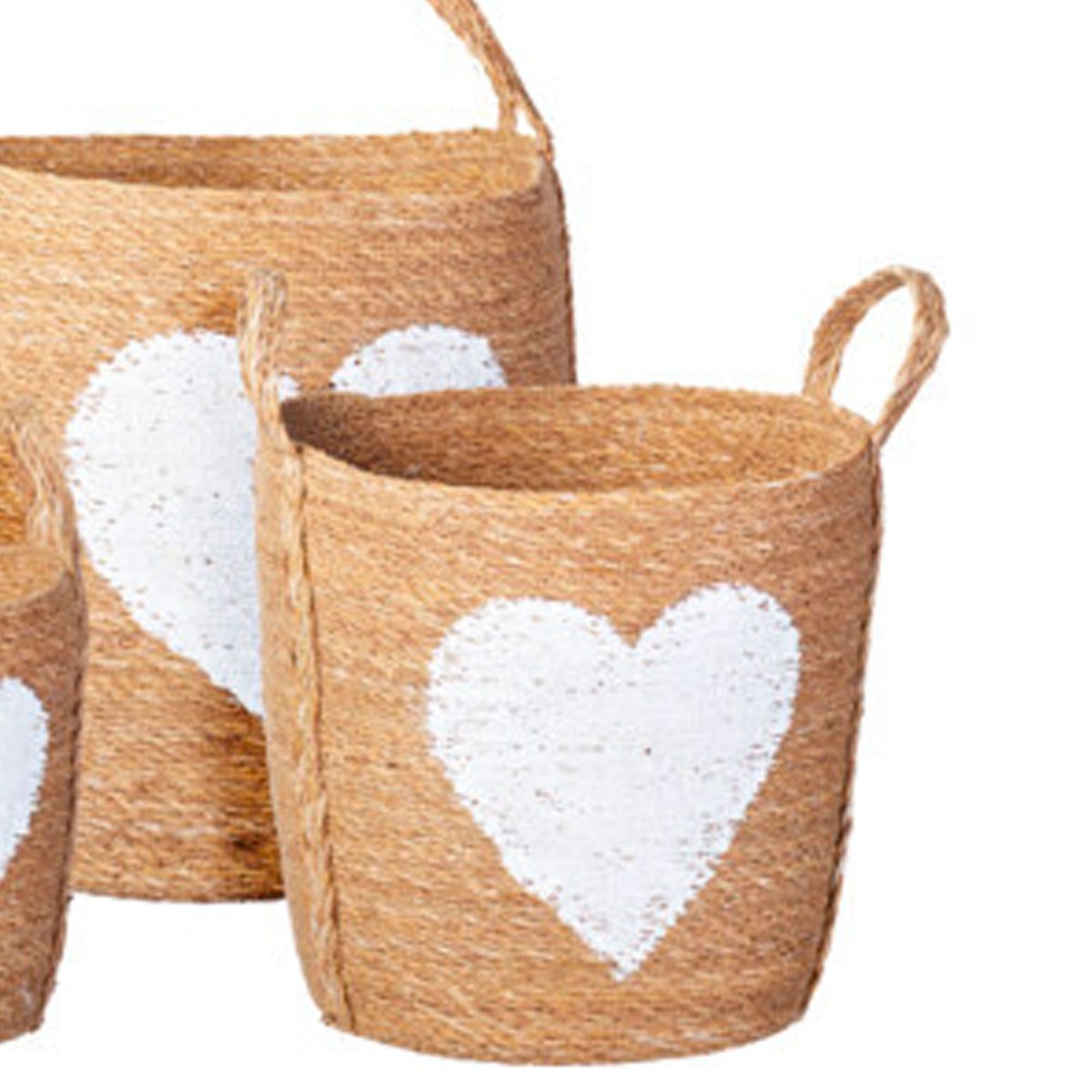 Set de 3 paniers ronds tressés coeurs 37x35x30cm bois, WADIGA