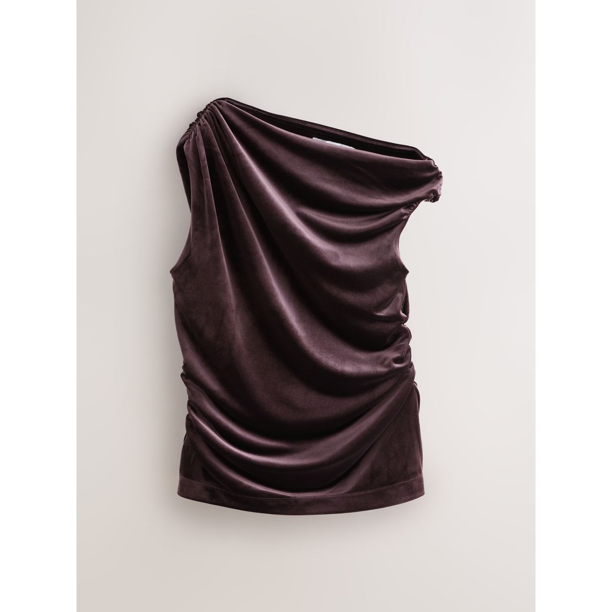 Haut sans manches en velours drapé marron moka, NEXT