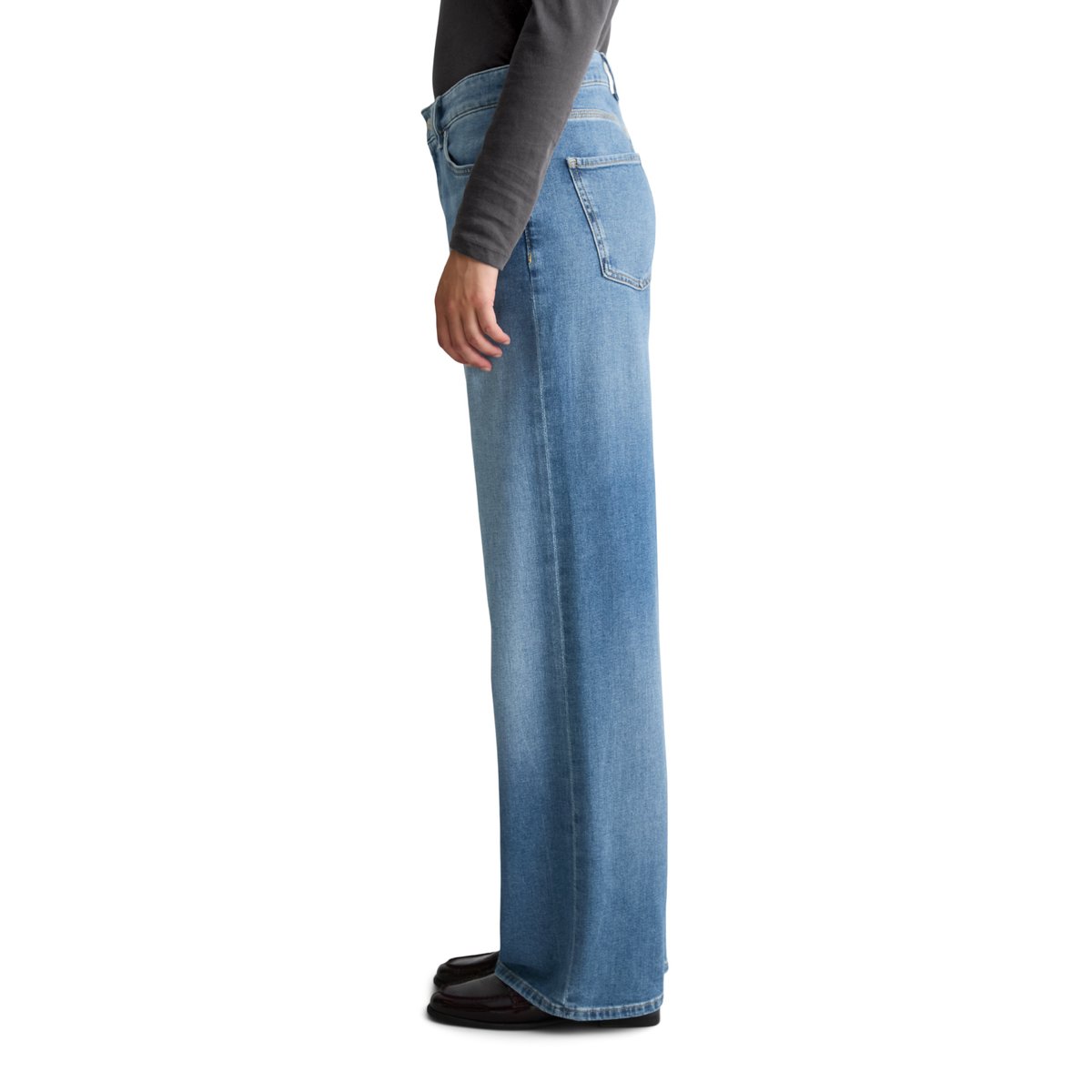 Jeans modèle Tomke wide en coton bio stretch tout doux bleu, MARC O’POLO DENIM