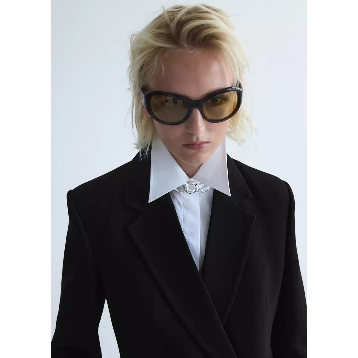 Blazer costume double boutonnage noir, MANGO