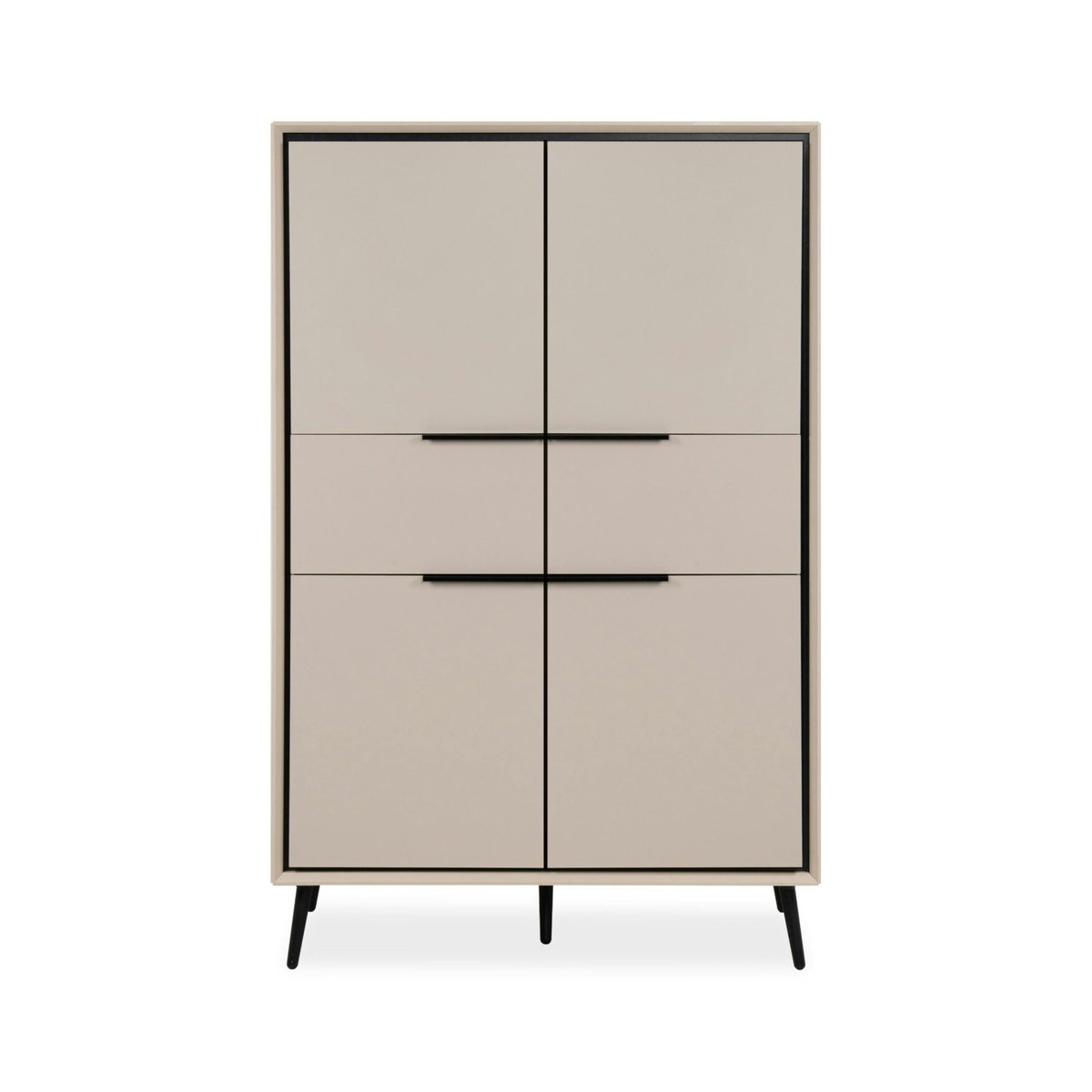 Buffet haut taupe 4 portes 2 tiroirs AVIO beige, PIER IMPORT