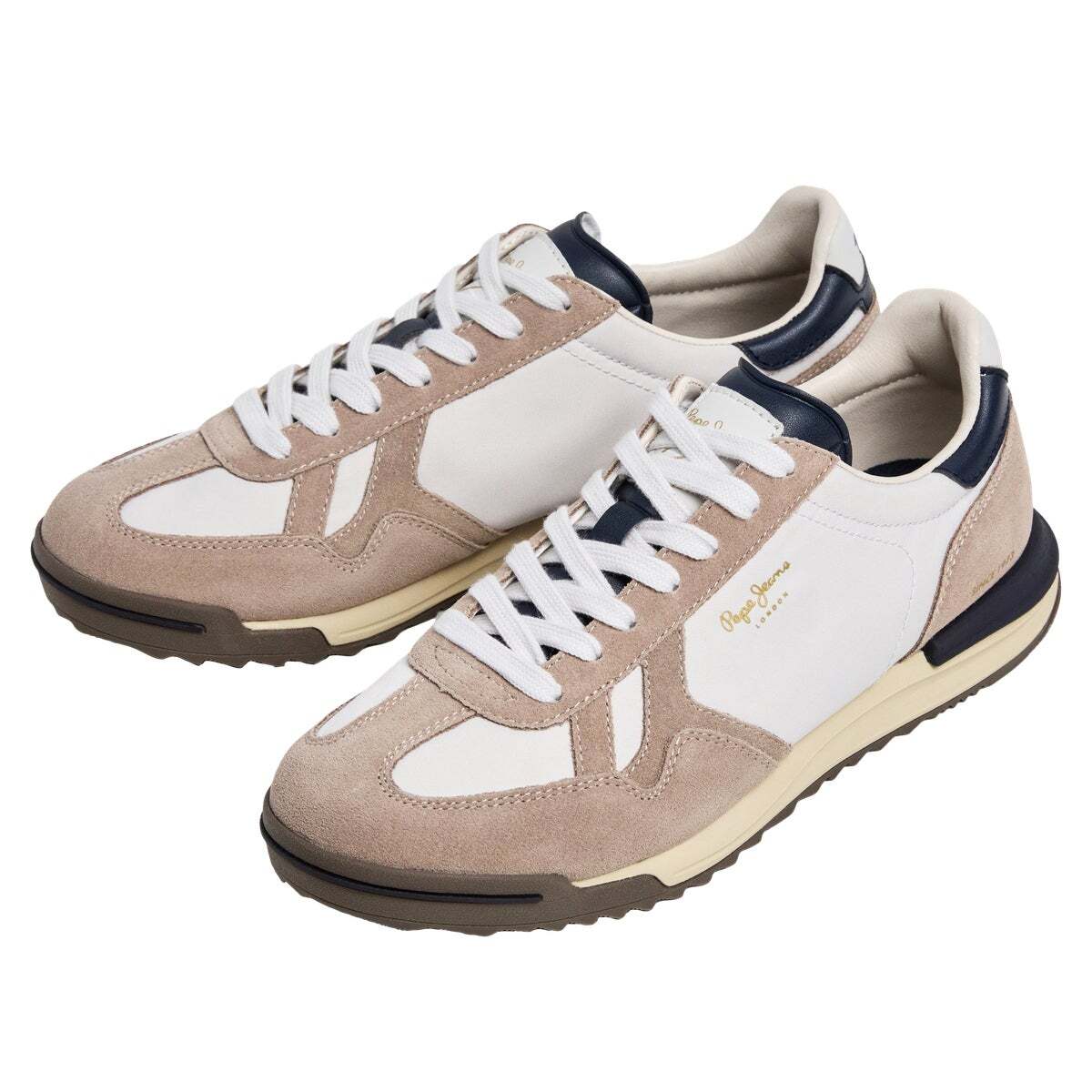 Marvin - Baskets Rétro Avec Détails En Daim blanc blanchiment, PEPE JEANS