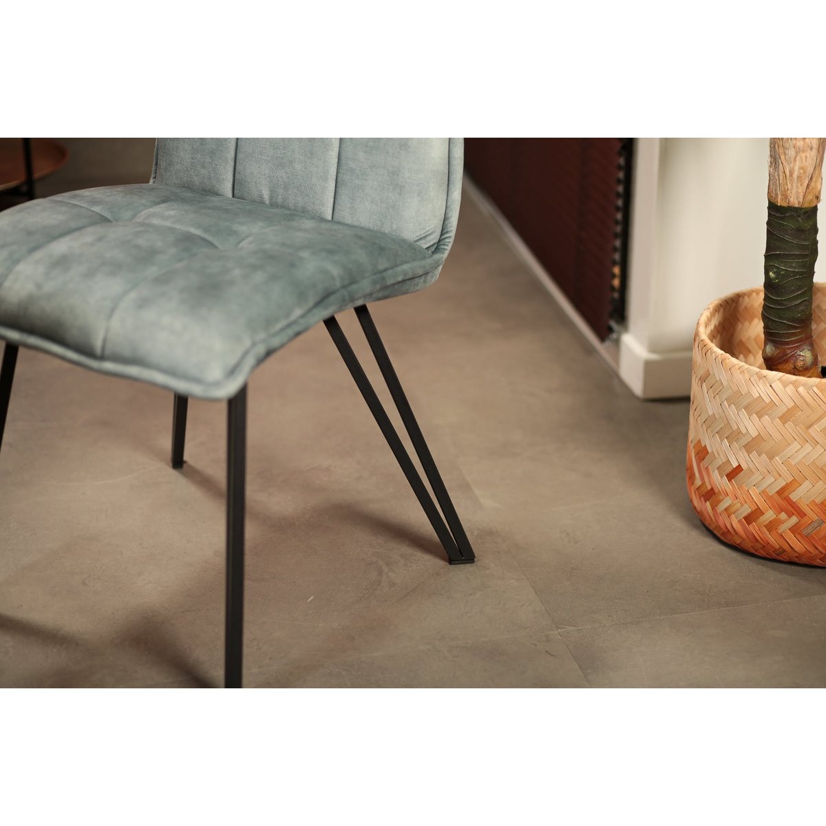 Chaise en tissu pieds épingle (lot de 2) MALMOE bleu pétrole, PIER IMPORT