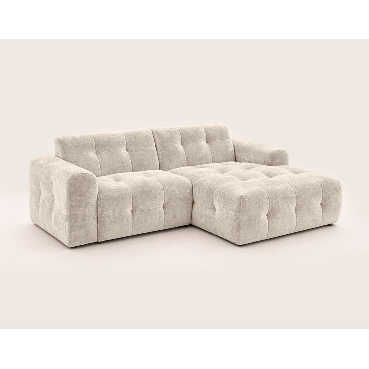 Canapé d'angle droit en velours texturé, DIANE beige, BEST MOBILIER