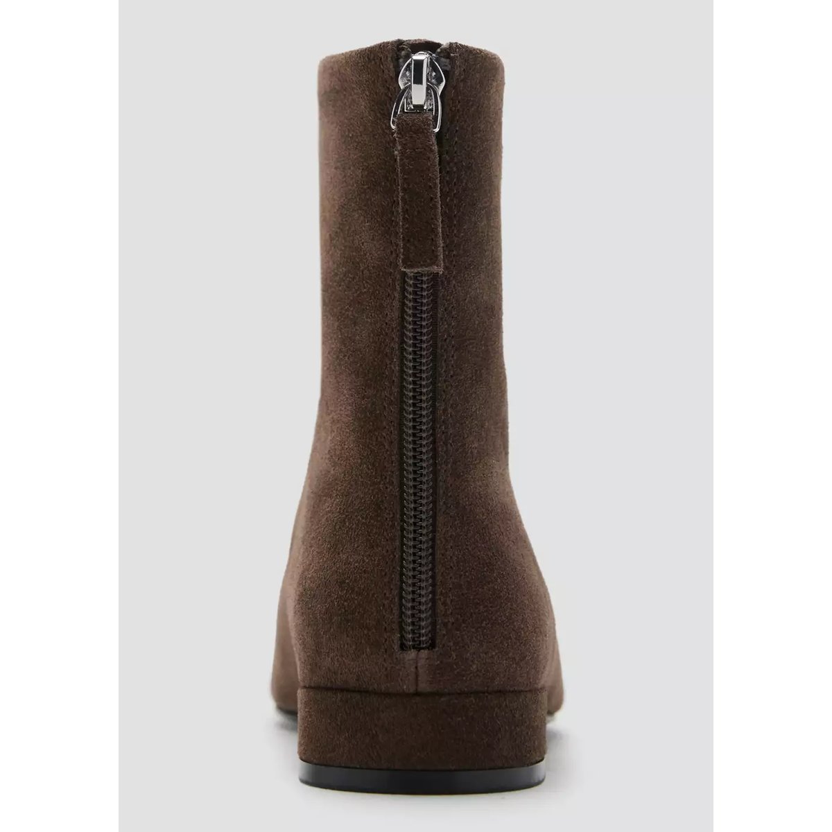 Bottines en daim bout rond chocolat, MANGO
