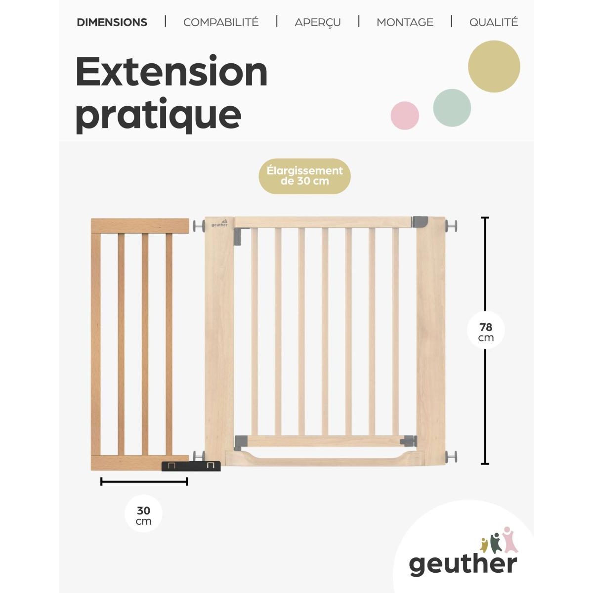 Extension 30 cm pour barrière Easylock FlatStep bois - sans perçage multicolore, GEUTHER