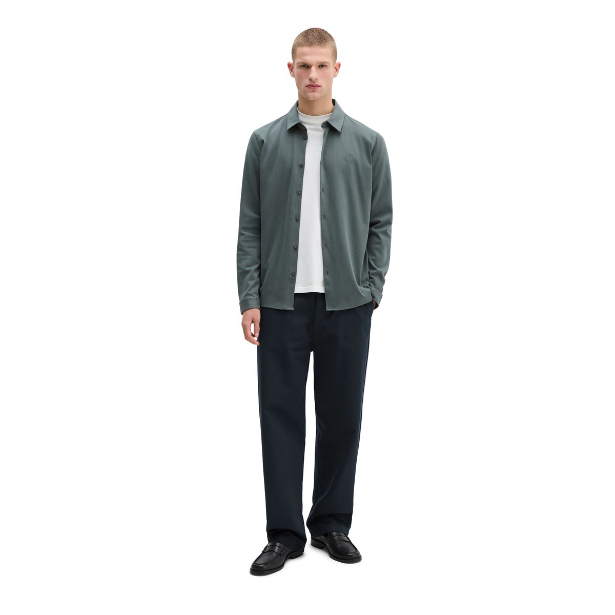 Chemise en jersey DfC regular en coton bio doux gris foncé, MARC O'POLO