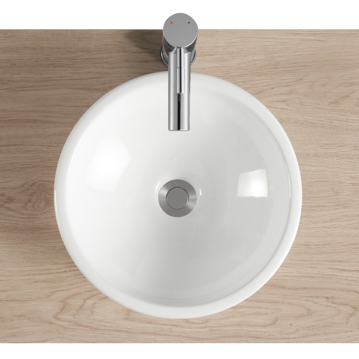 Vasque à encastrer ronde en céramique blanche 37cm LEO blanc, MOB IN