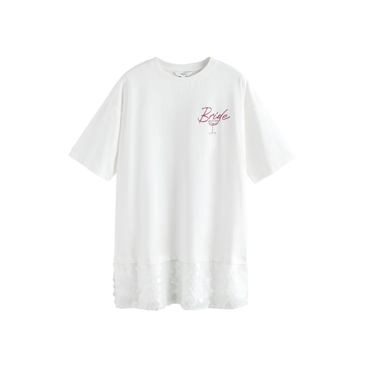 T-shirt à manches courtes sequins mariage imprimé de mariée blanc, NEXT