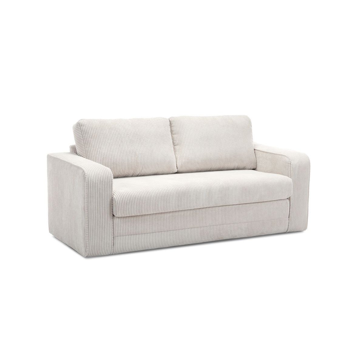 Canapé droit convertible 2 places en velours côtelé, COME beige, BOBOCHIC