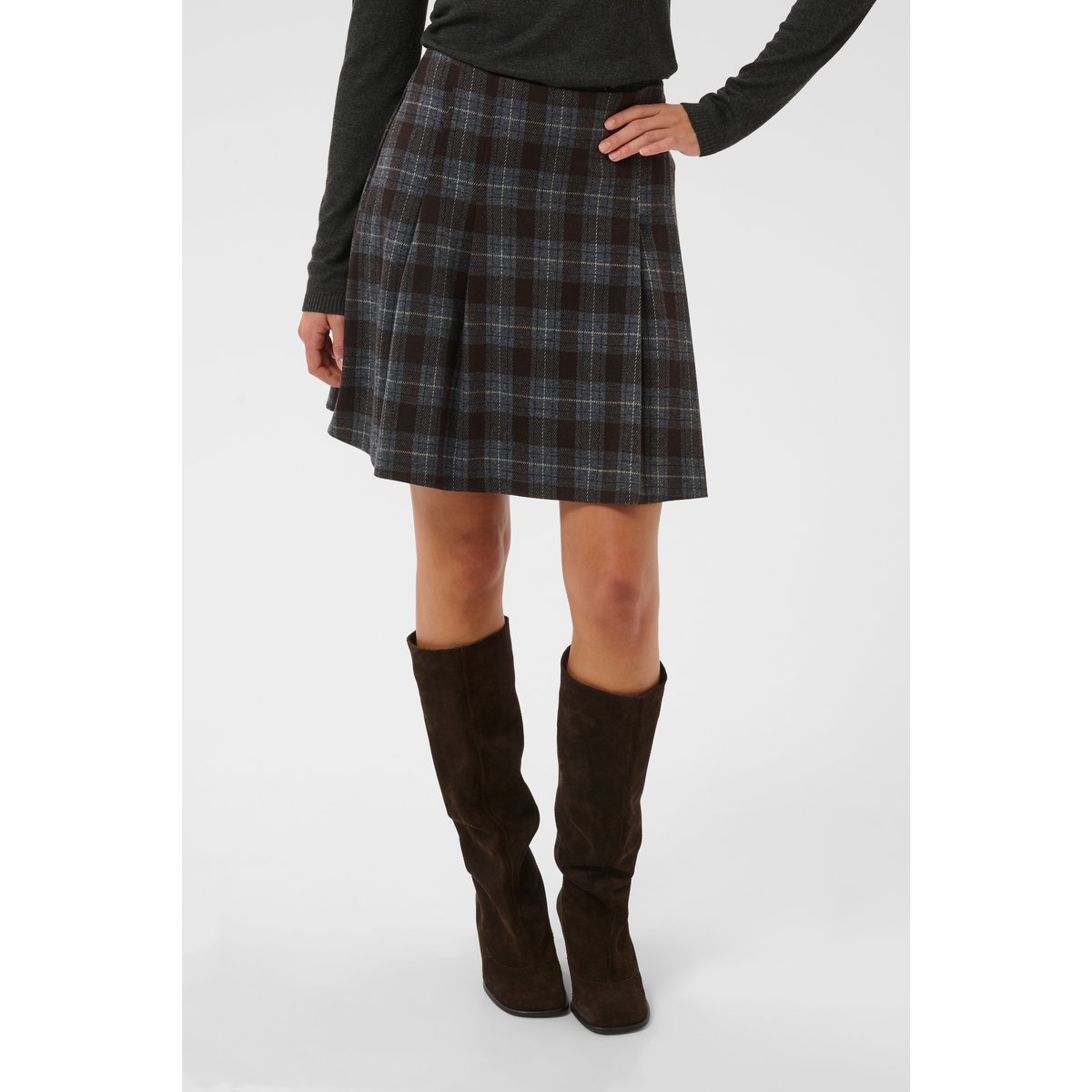 Jupe casual marron brown check, CULTURE