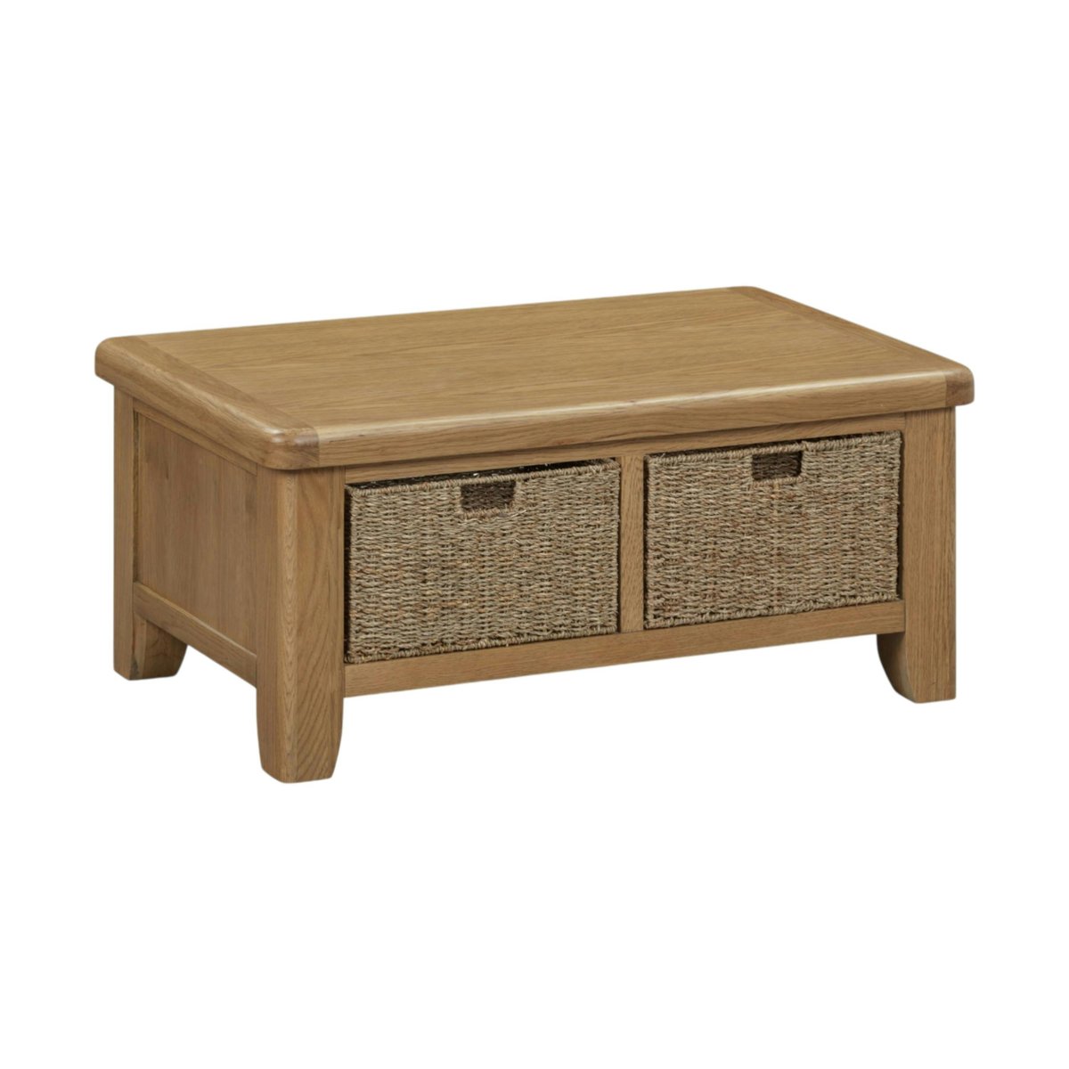 Table basse campagne chic avec 2 paniers de rangement VALMONT bois naturel, PIER IMPORT