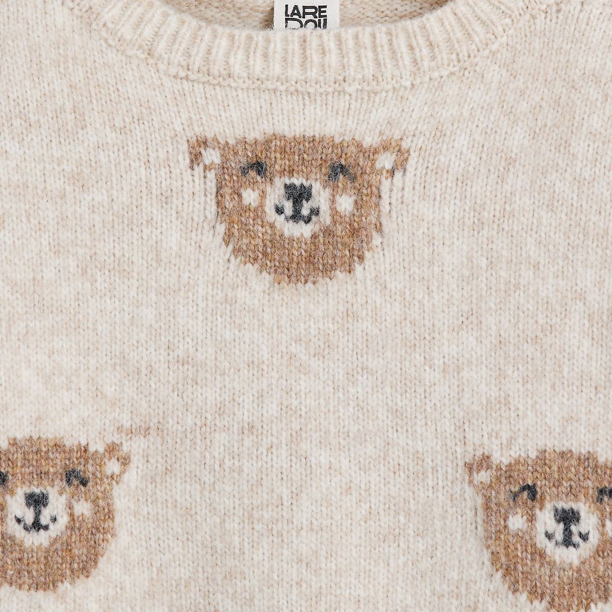 Chunky Knit Jumper in Bear Print with Crew Neck assorted, LA REDOUTE COLLECTIONS