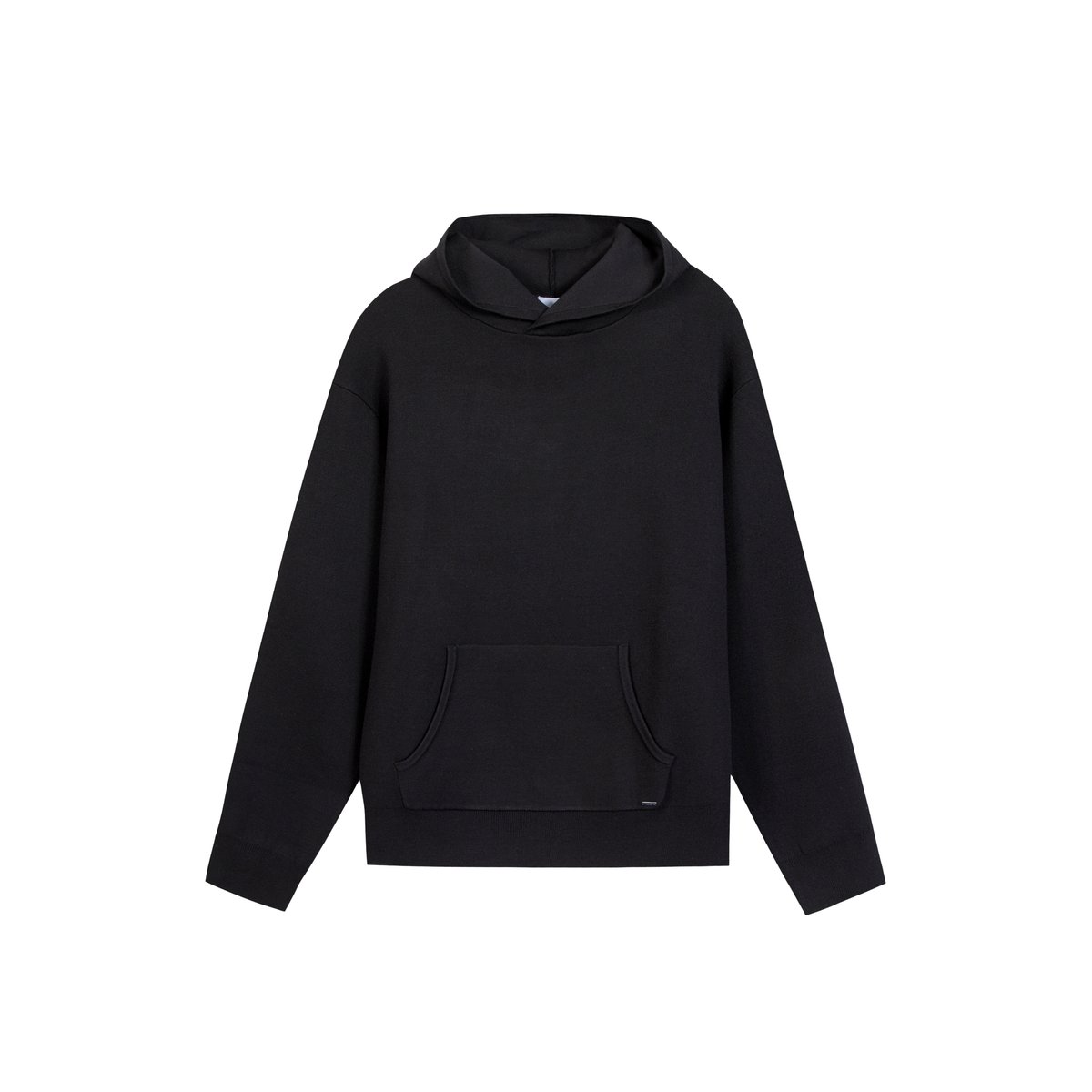 Pull capuche tricot poche kangourou noir, IKKS