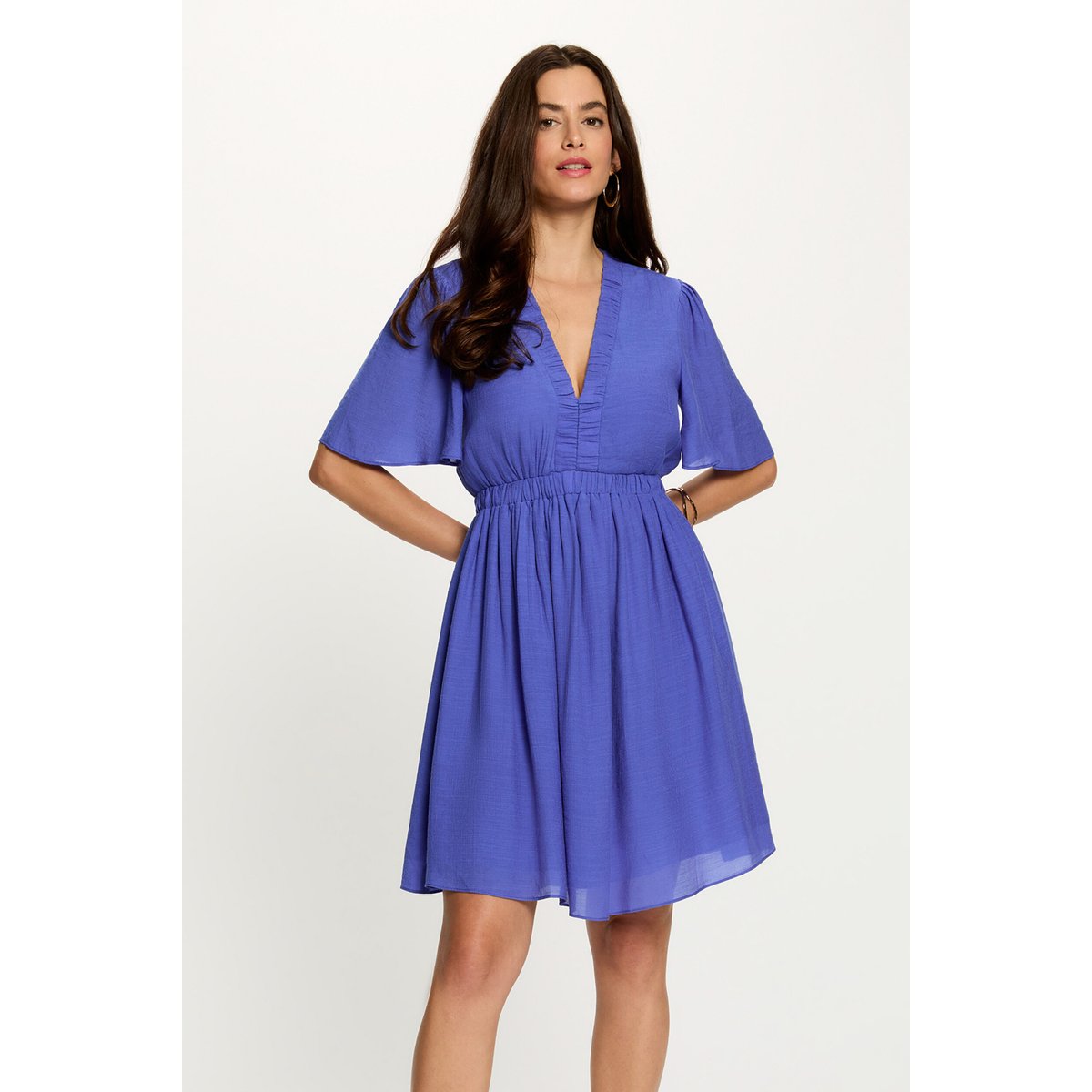 Robe courte plissée bleu, MORGAN