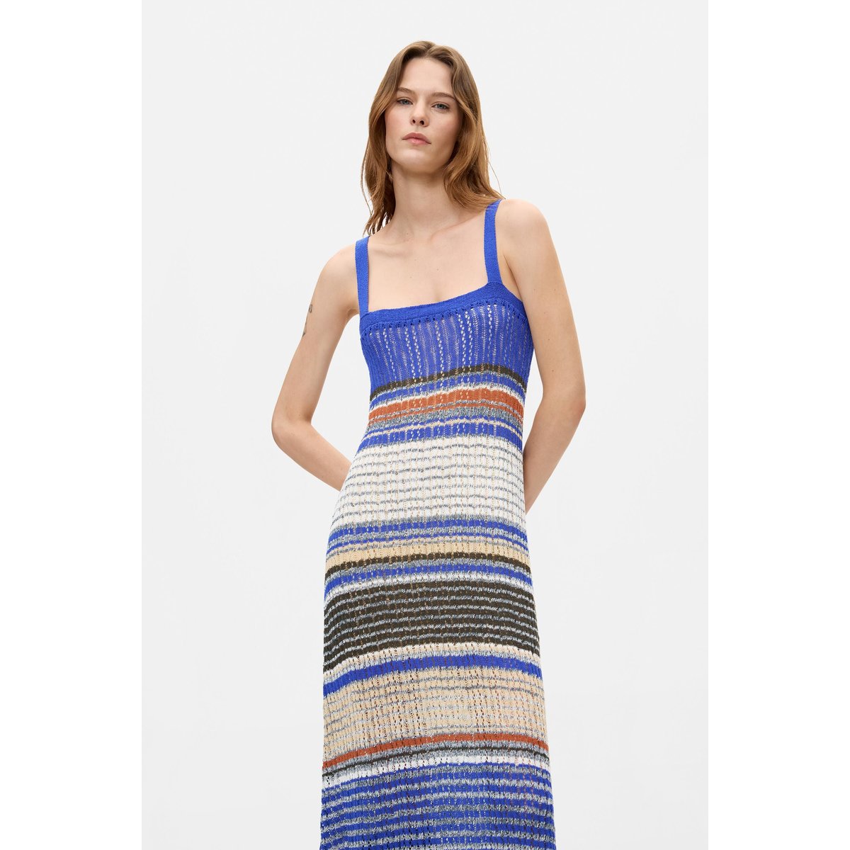 Robe longue en maille bleu, DESIGUAL