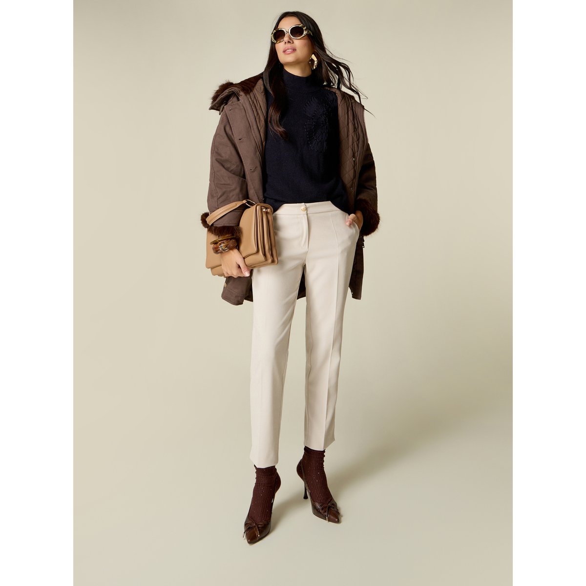 Pantalon cigarette beige, OLTRE