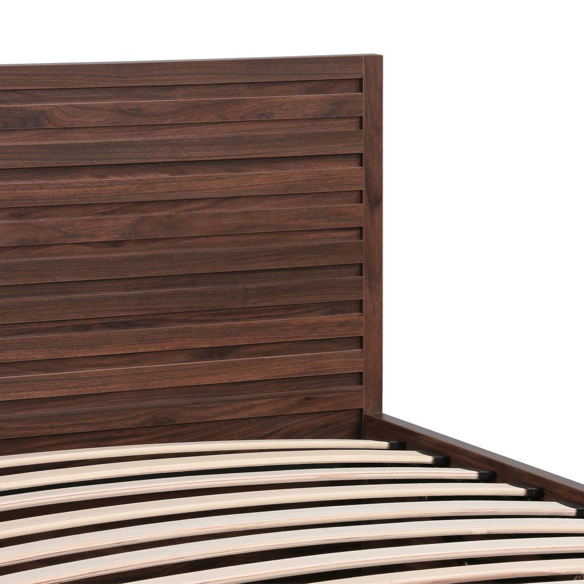 Lit coffre sommier à lattes et tête de lit 90x190cm décor bois MADERE noyer, SWEEEK