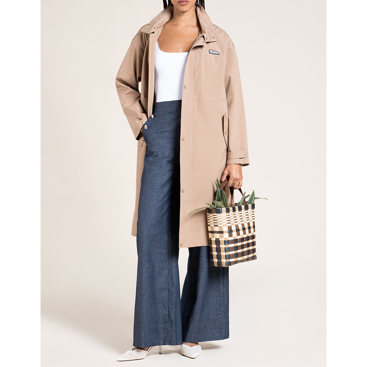 Imperméable long à capuche, SOLFERINO beige, FLOTTE