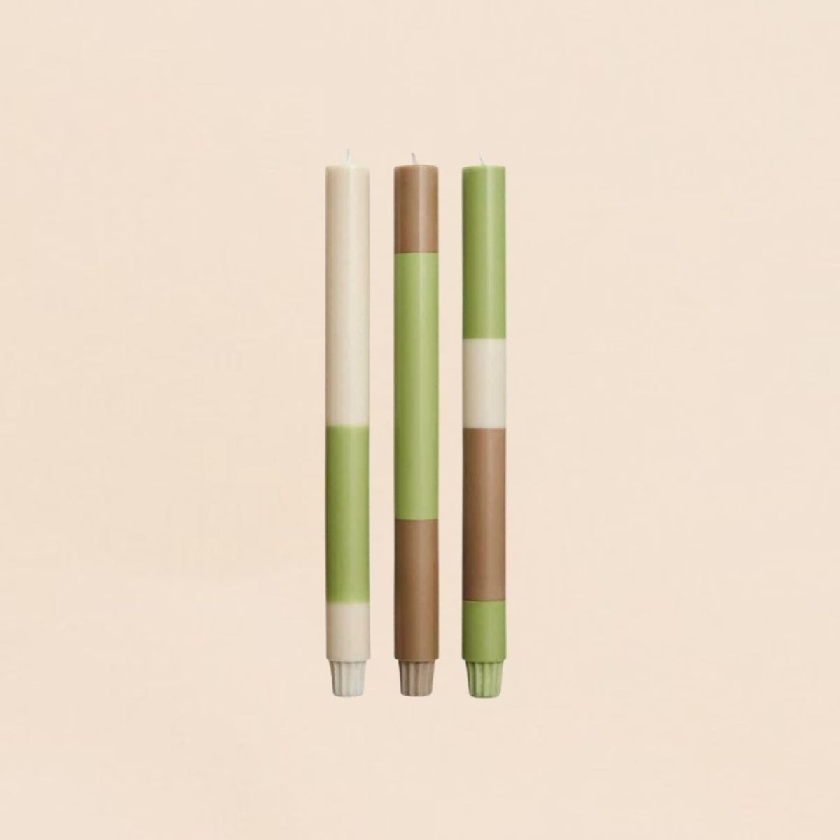 Set de 3 bougies rayées 30cm beige, ORIGINALHOME