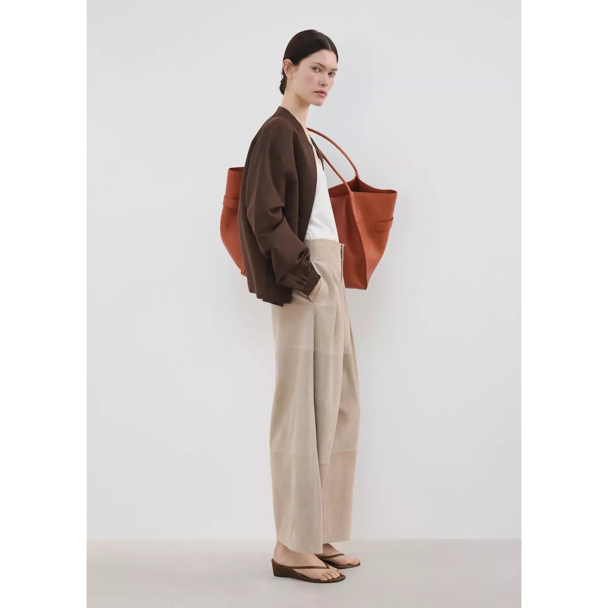 Veste bomber lin chocolat, MANGO