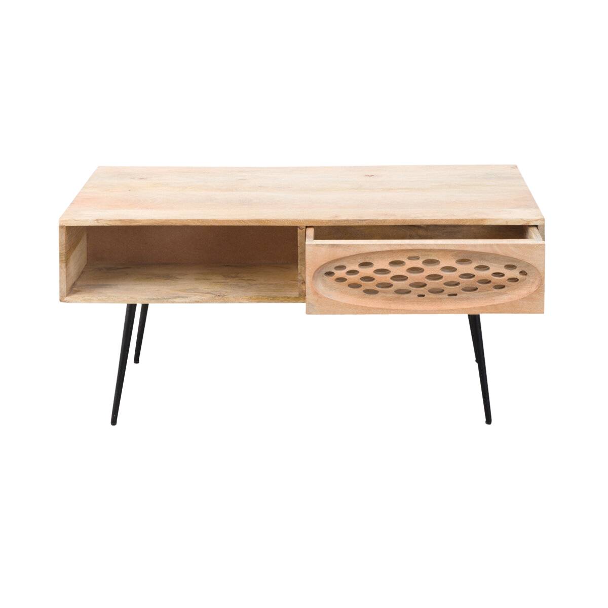 Table basse en bois de manguier 942 noir, MADE IN MEUBLES