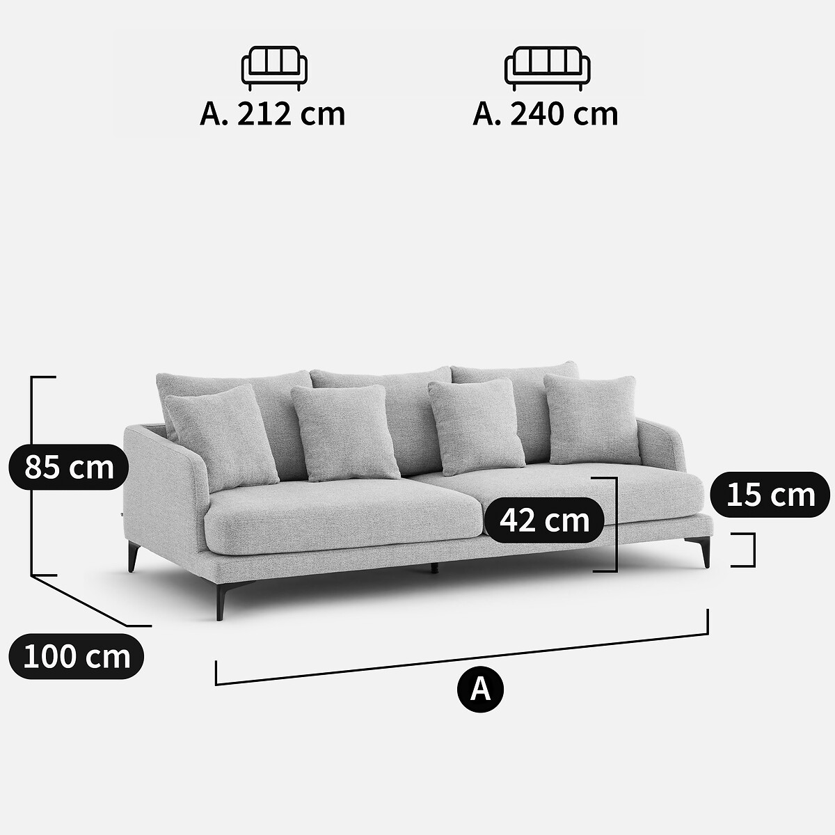 3- of 4-zitsbank in structuurmix, MODERNISTE, ontwerp van Emmanuel Gallina beige , AM.PM X EMMANUEL GALLINA