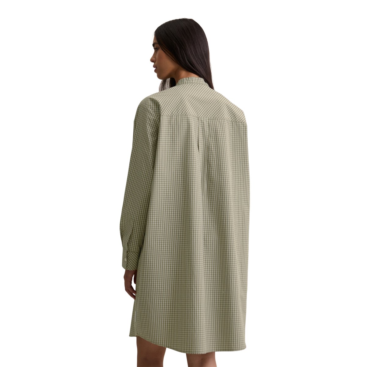 Robe à carreaux relaxed en popeline Papertouch vert foncé, MARC O’POLO DENIM