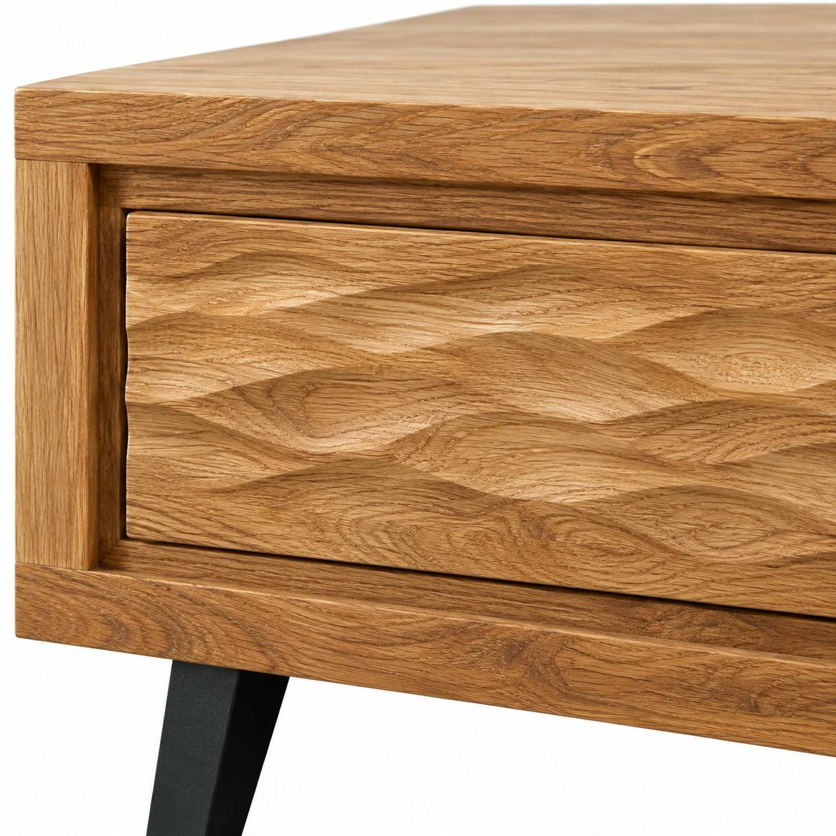 Table basse bois massif - 1 tiroir, frise décorative ROSETO bois naturel, PIER IMPORT