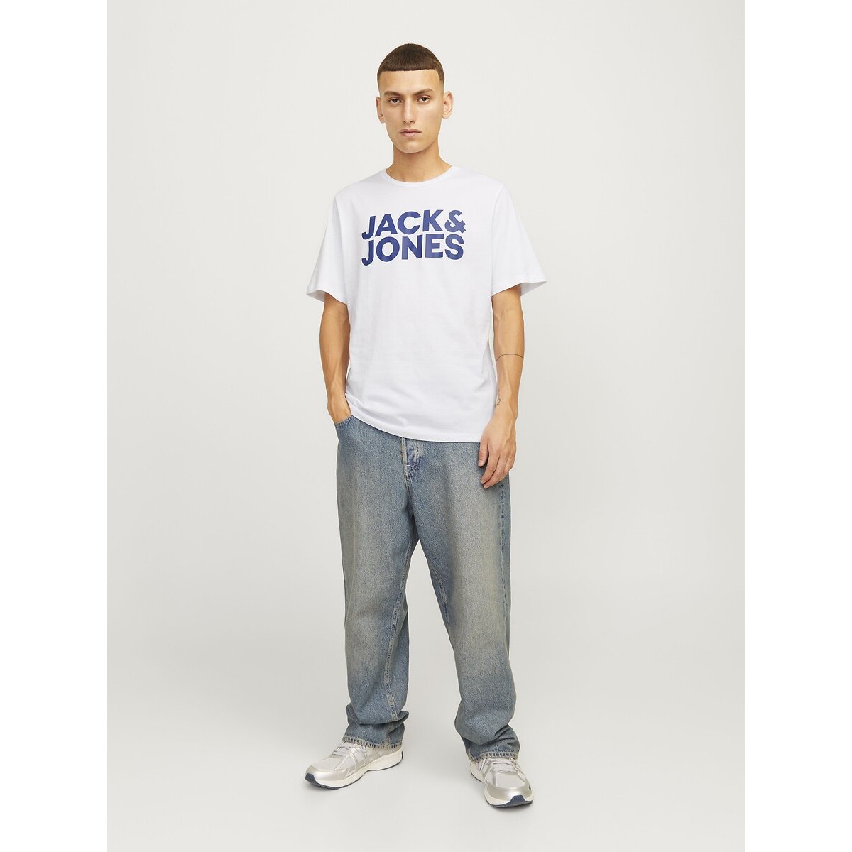 Confezione da 3 t-shirt bianco+blu marino+nero, JACK & JONES
