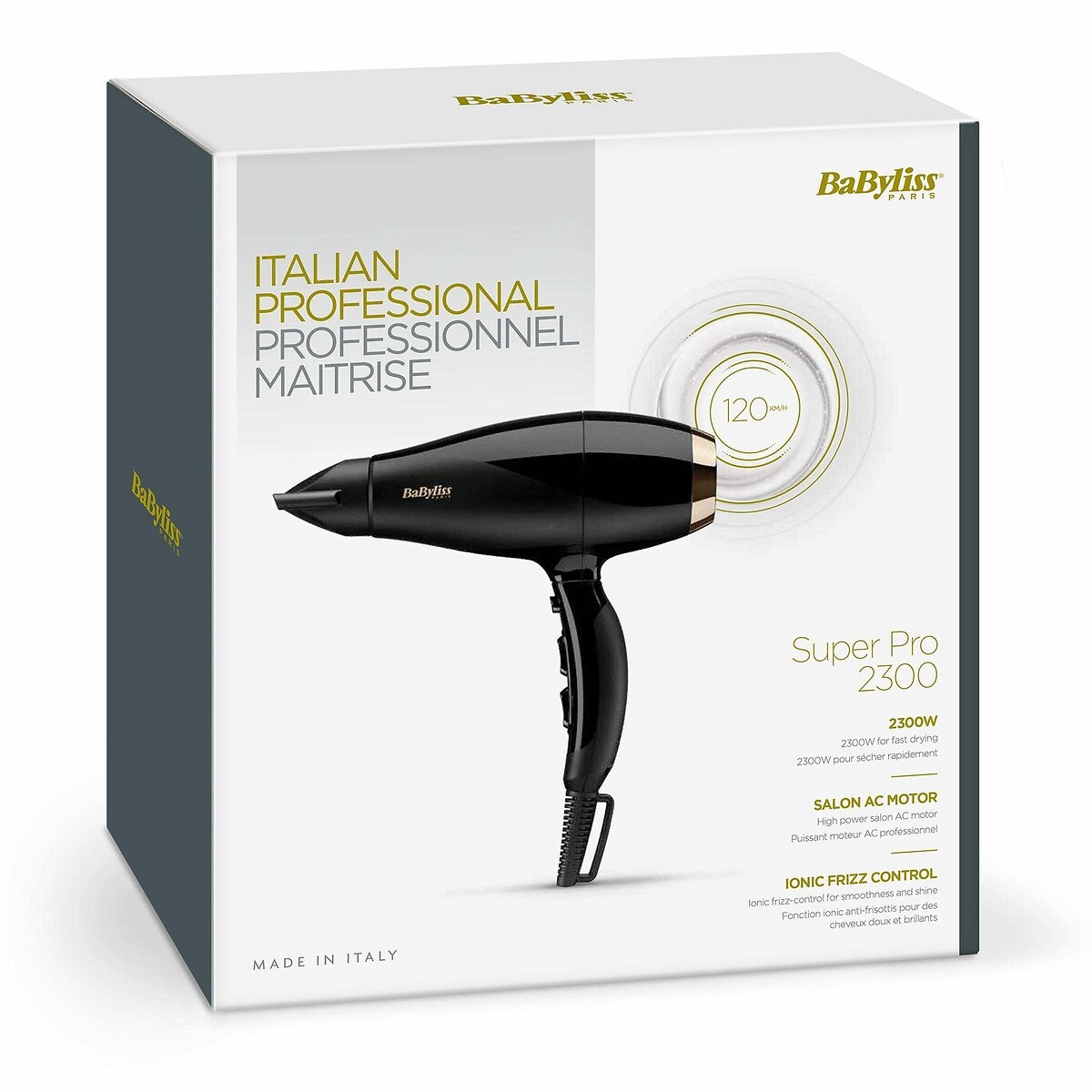 Sèche cheveux 2300w Super Pro noir/or, BABYLISS