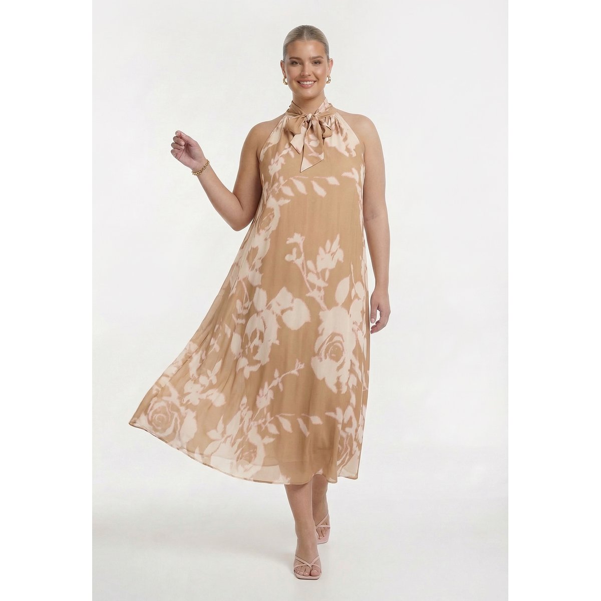 Robe imprimée brun clair, YOEK