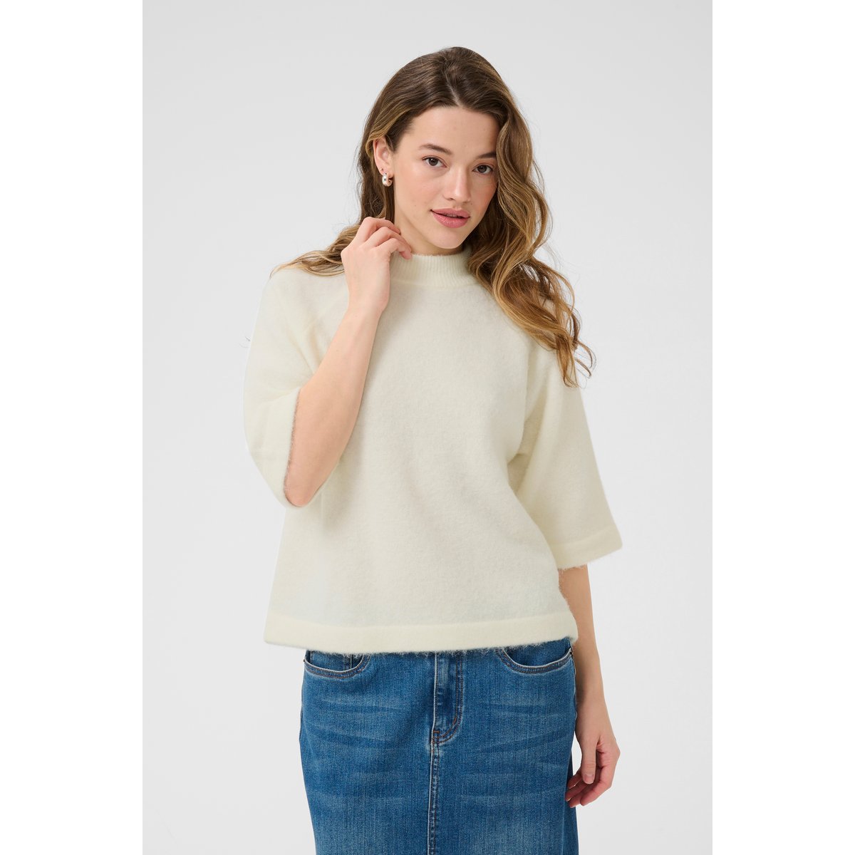 Pullover tricoté blanc chalk cc., KAFFE