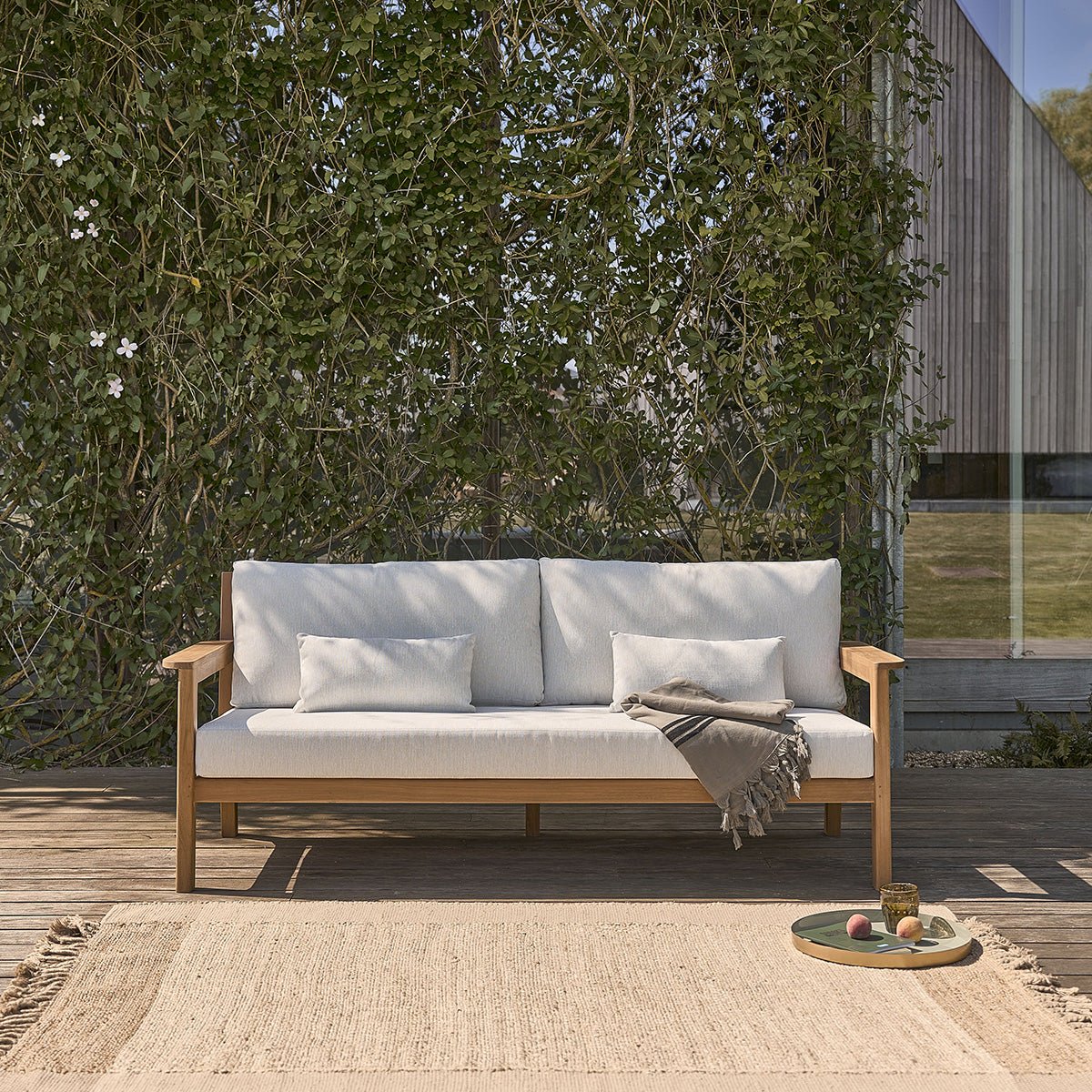 Canapé de jardin en teck massif MAORA light_grey, BERAH GETAH