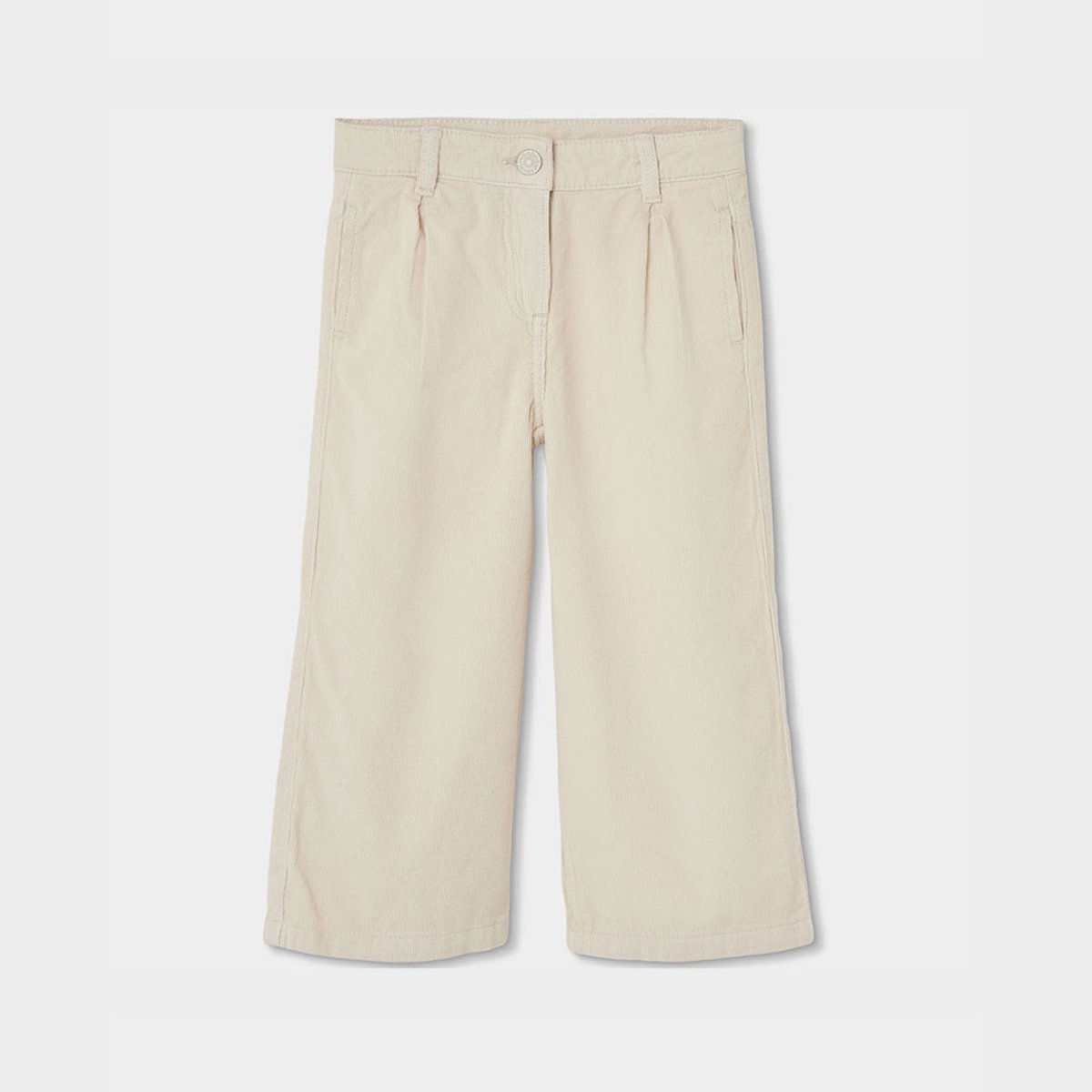 Pantalon fille velours côtelé fin wide leg beige, BOBOLI