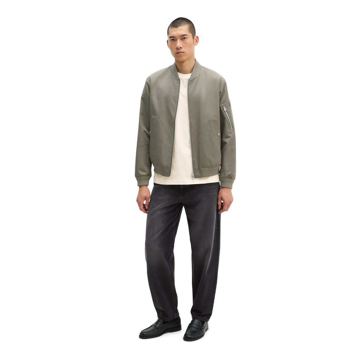 Blouson régulier avec poche zippée sur la manche gris, MARC O'POLO